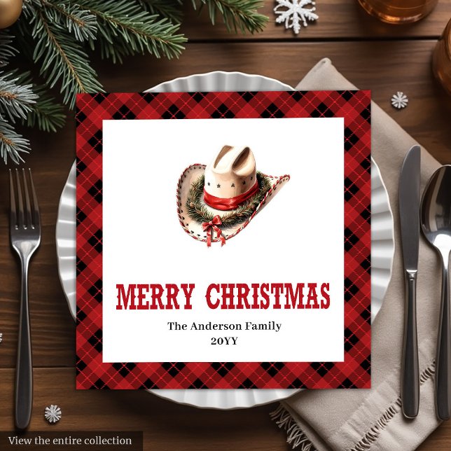 Western tartan napkins red black Christmas decor (Western tartan napkins red black Christmas decor

)