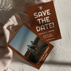 Western Terracotta Bull Skull Modern West Wedding Save The Date