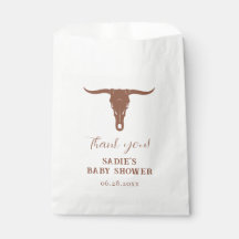 Western Terracotta Longhorn Baby Shower Favour Bag