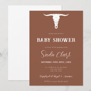 Western Terracotta Longhorn Baby Shower Invitation