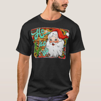 Western Texas Cactus Turquoise Christmas Santa T-Shirt