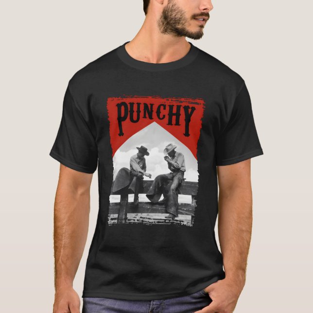 Western Texas Cow Horse Rodeo Punchy Cow Ers T-Shirt (Front)