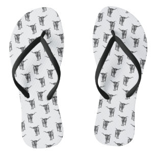 Western Texas Longhorn Bull CUSTOM BG COLOR Flip Flops
