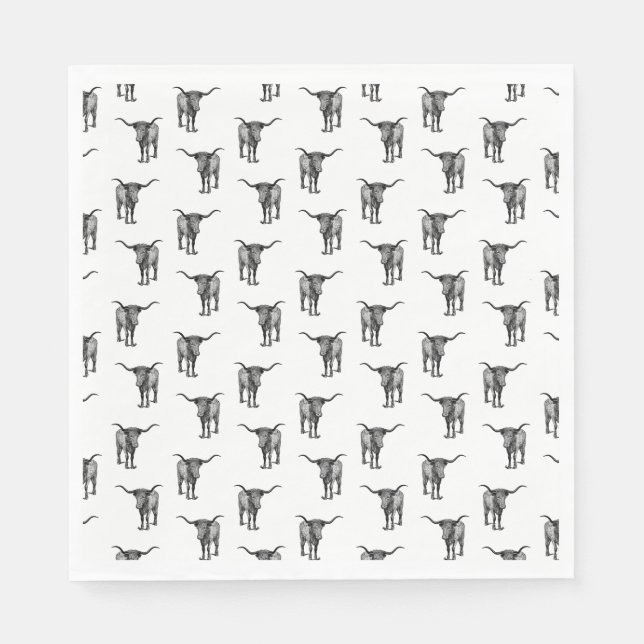 Western Texas Longhorn Bull CUSTOM BG COLOR Napkin (Front)
