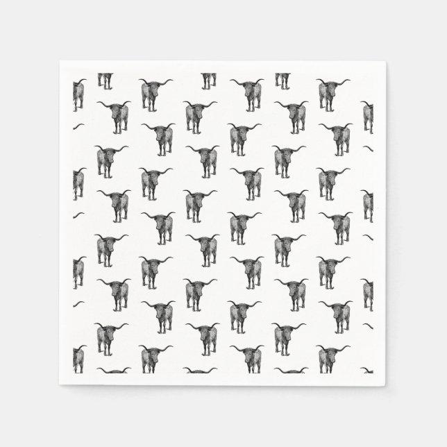 Western Texas Longhorn Bull CUSTOM BG COLOR Napkin (Front)