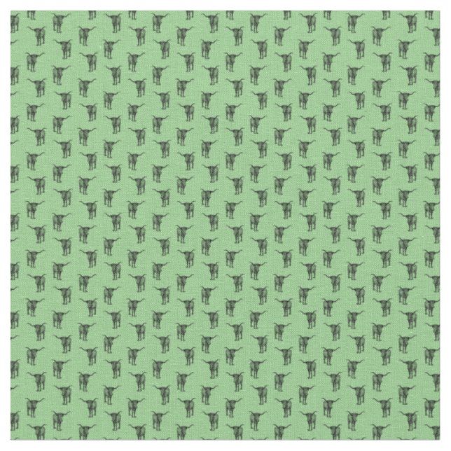Western Texas Longhorn Bull Pattern CUSTOM COLOR Fabric (Close Up)