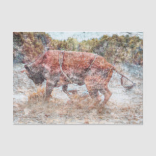 Western Texture Rodeo Bull Country Vintage Rustic Tissue Paper