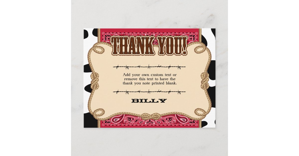 Western Thank You Cards | Zazzle