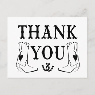 Western Thank You Cowboy Boot Country Wedding Postcard