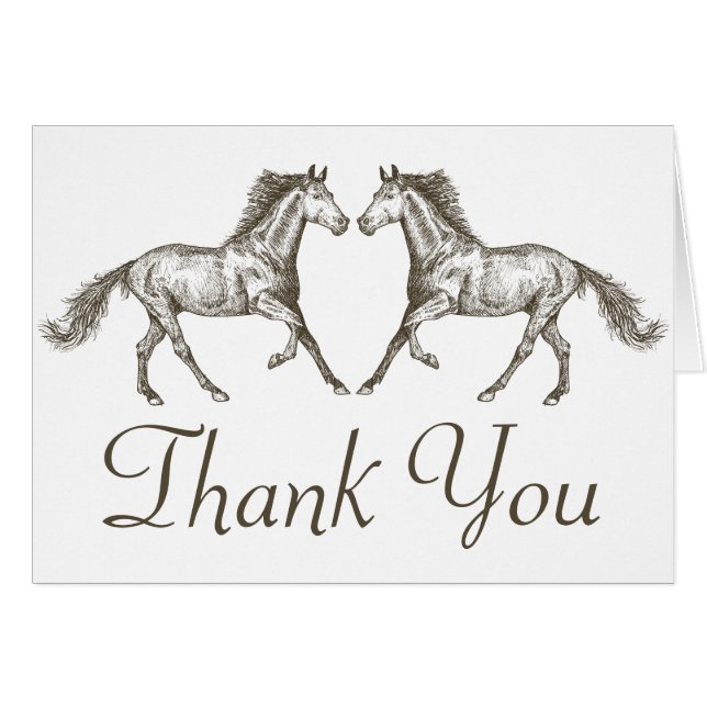 Western Thank You Horse Horseshoe Country Wedding (Front Horizontal)