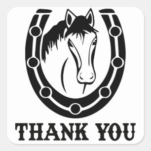 Western Thank You Horseshoe Horse Country Wedding Square Sticker