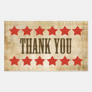 Western Thank You Stickers With Red Stars