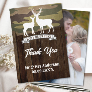 Western The Hunt Is Over Wedding Photo Thank You Card