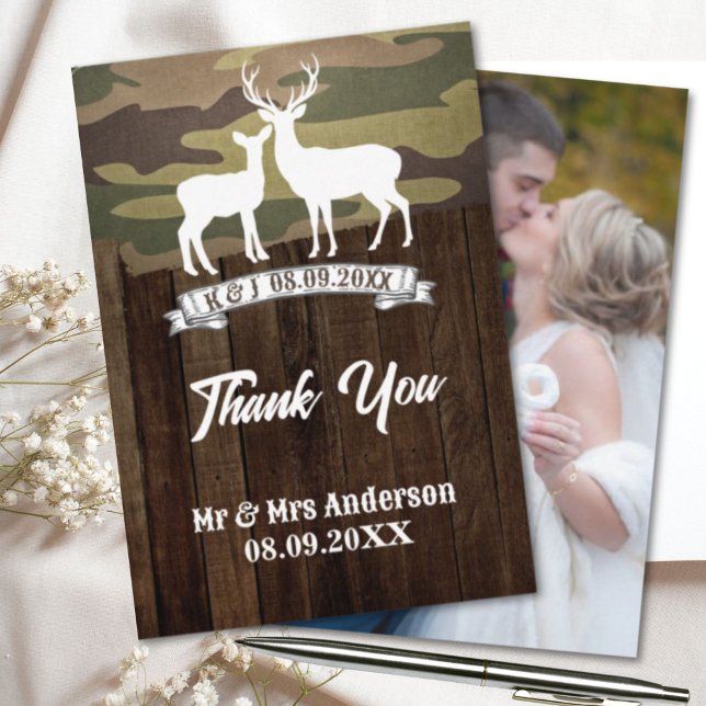 Western The Hunt Is Over Wedding Photo Thank You Card (Western The Hunt Is Over Wedding Photo Thank You Card)