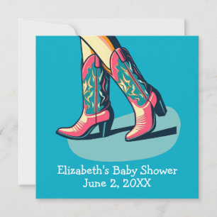 Western Theme Cowgirl Boots Baby Shower Invitation