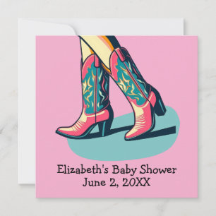 Western Theme Cowgirl Boots Baby Shower Invitation