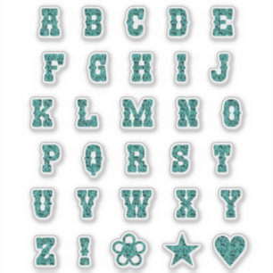 Western Theme Font Teal Paisley Alphabet Letters