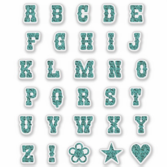 Western Theme Font Teal Paisley Alphabet Letters (Front)