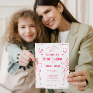 Western theme girls first birthday party invite