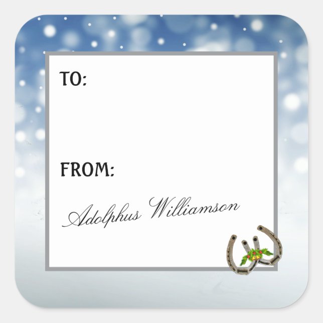 Western theme Horseshoes and Holly Square Sticker (Front)