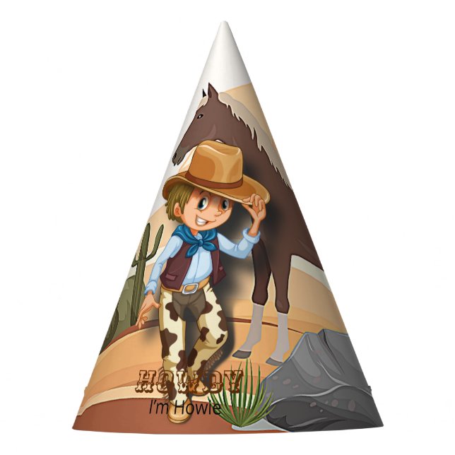 Western theme howies cowboy birthday   party hat (Front)