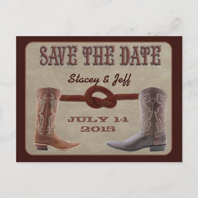 Western theme "save the date" postcard (Front)