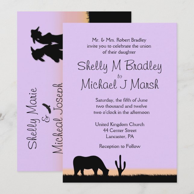 Western Theme Wedding Invitation (Front/Back)