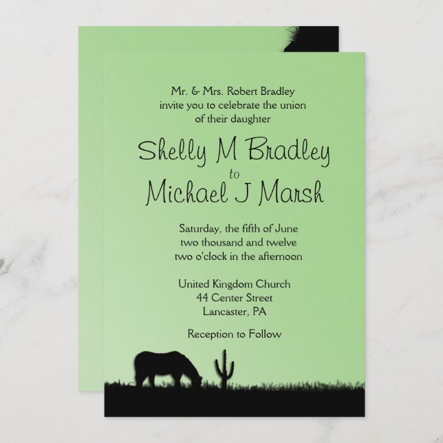 Western Theme Wedding Invitation (Front/Back)