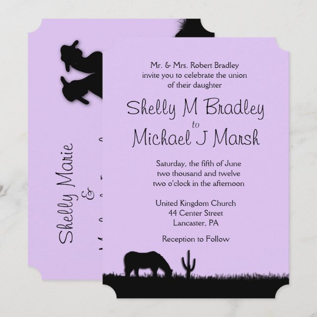 Western Theme Wedding Invitation (Front/Back)