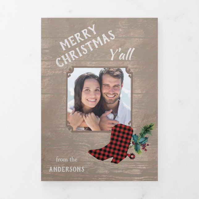 Western Theme Wood 4 Photo Template Christmas (Cover)