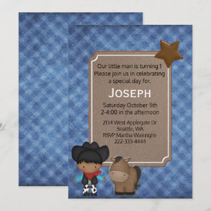 Western Themed Baby Boy First Birthday  Invitation