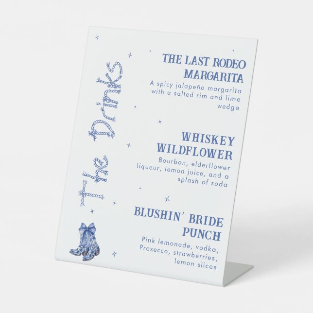 Western Themed Bachelorette Weekend Party Drink  Pedestal Sign (Front)