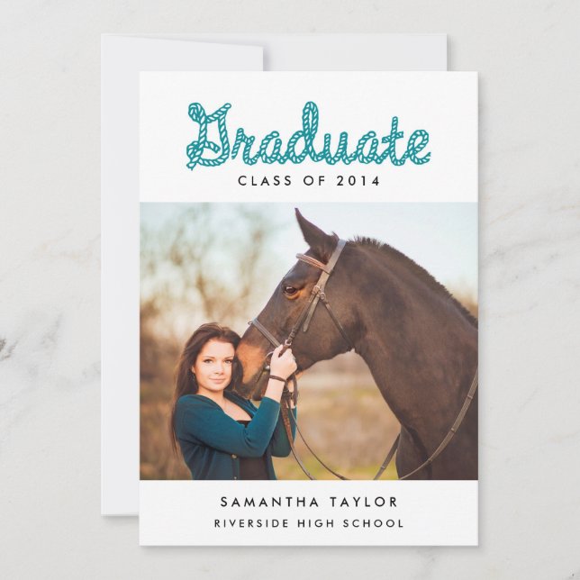 Western Themed Graduation Party Invitation / Aqua (Front)