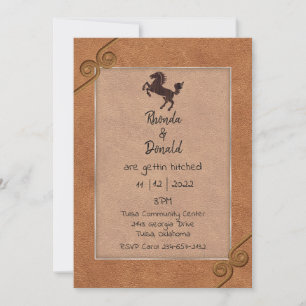 Western Themed Leather Look Wedding Invitation
