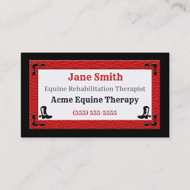 Western Themed Red and Black Professional Business Card (Front)