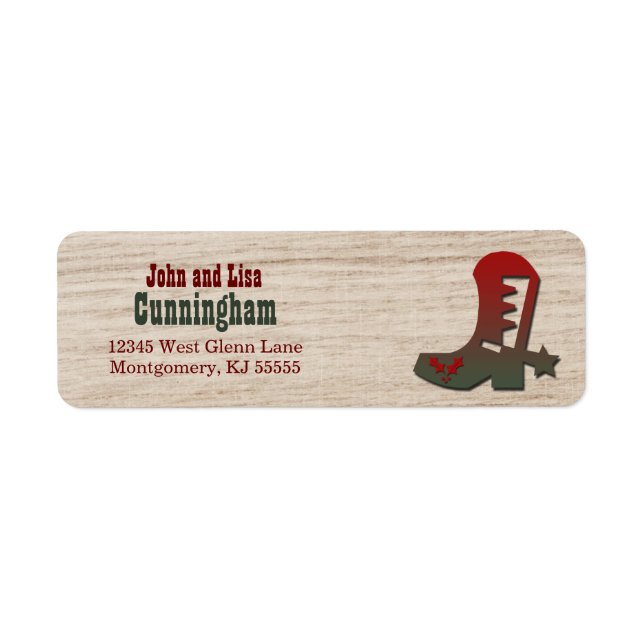Western Themed Red and Green Holiday Cowboy Boot (Front)