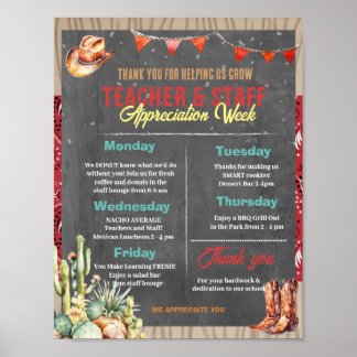 Western Themed Teacher Appreciation Week  Poster
