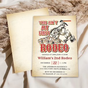 Western This Ain't My First Rodeo 2nd Birthday  Invitation