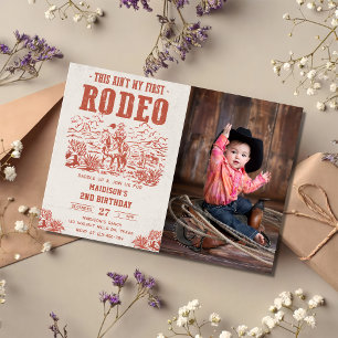 Western This Ain't My First Rodeo 2nd Birthday  Invitation