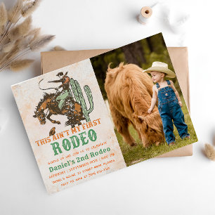 Western This Ain't My First Rodeo 2nd Birthday  Invitation