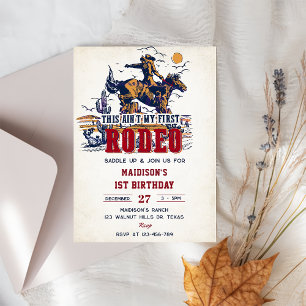 Western This Ain't My First Rodeo 2nd Birthday Invitation