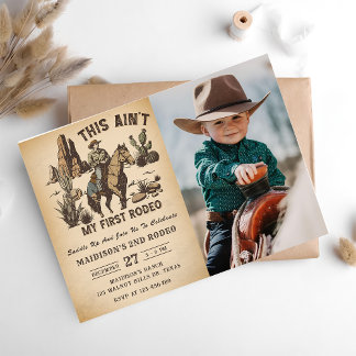 Western This Ain't My First Rodeo 2nd Birthday  Invitation