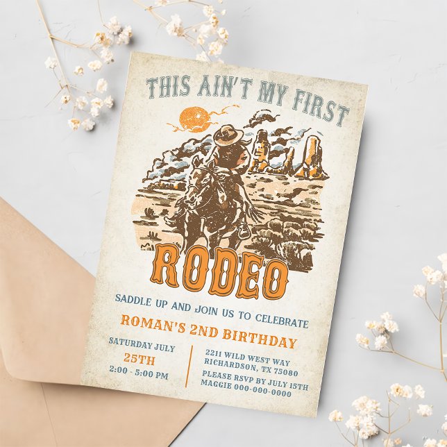 Western This Ain't My First Rodeo 2nd Birthday Invitation (Creator Uploaded)