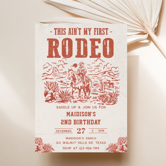 Western This Ain't My First Rodeo 2nd Birthday  Invitation (Creator Uploaded)
