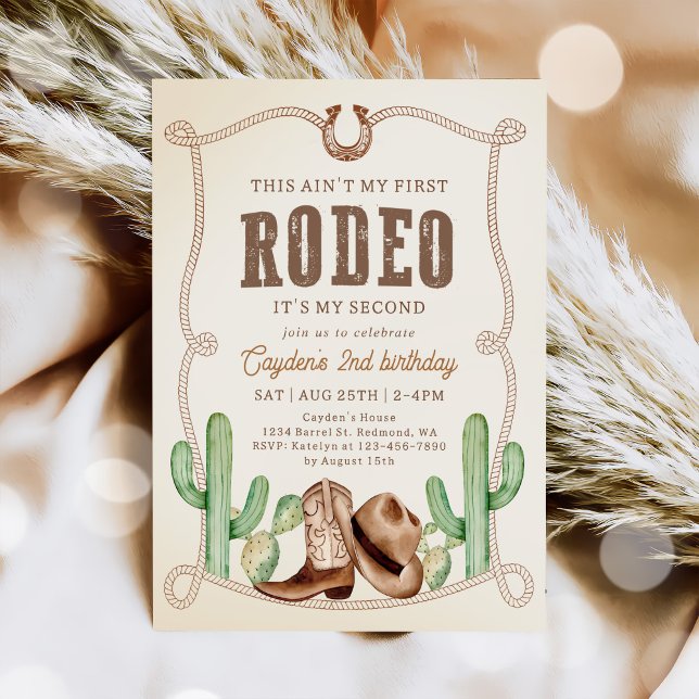 Western This Ain't My First Rodeo 2nd Birthday Invitation (Creator Uploaded)