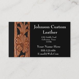 Western  Tooled Leather  Business Card Template
