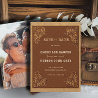 Western Tooled Leather Rustic Photo Wedding