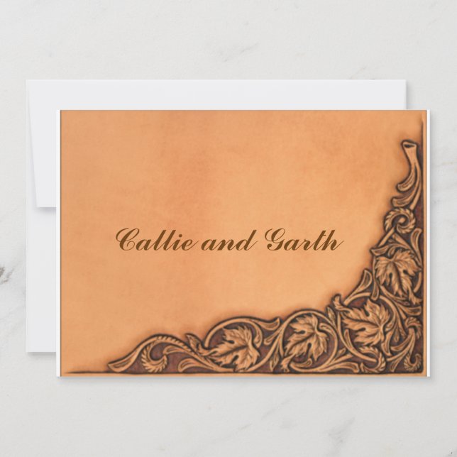Western Tooled Wedding Invitation (Front)