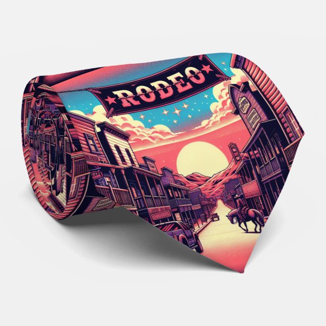 Western Town With Rodeo Banner Tie (Rolled)