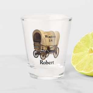 Western Trail Ride  Covered Wagon Personalised Shot Glass